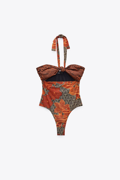 Trendy Printed Bandeau Swimsuit