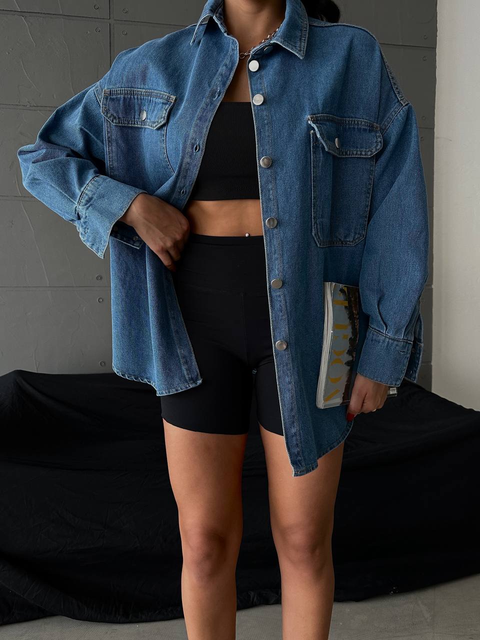 Pocket Detail Boyfriend Denim Jacket