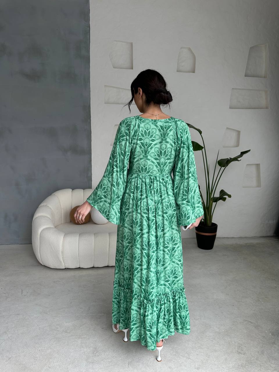 V-Neck Printed Maxi Dress