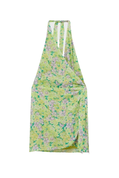 Floral wrap skirt-style short dress