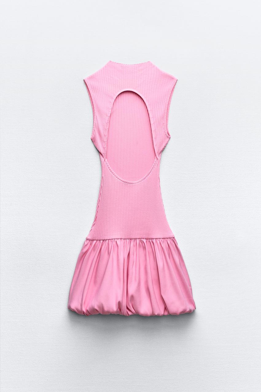 Pink Ribbed Ballon Dress